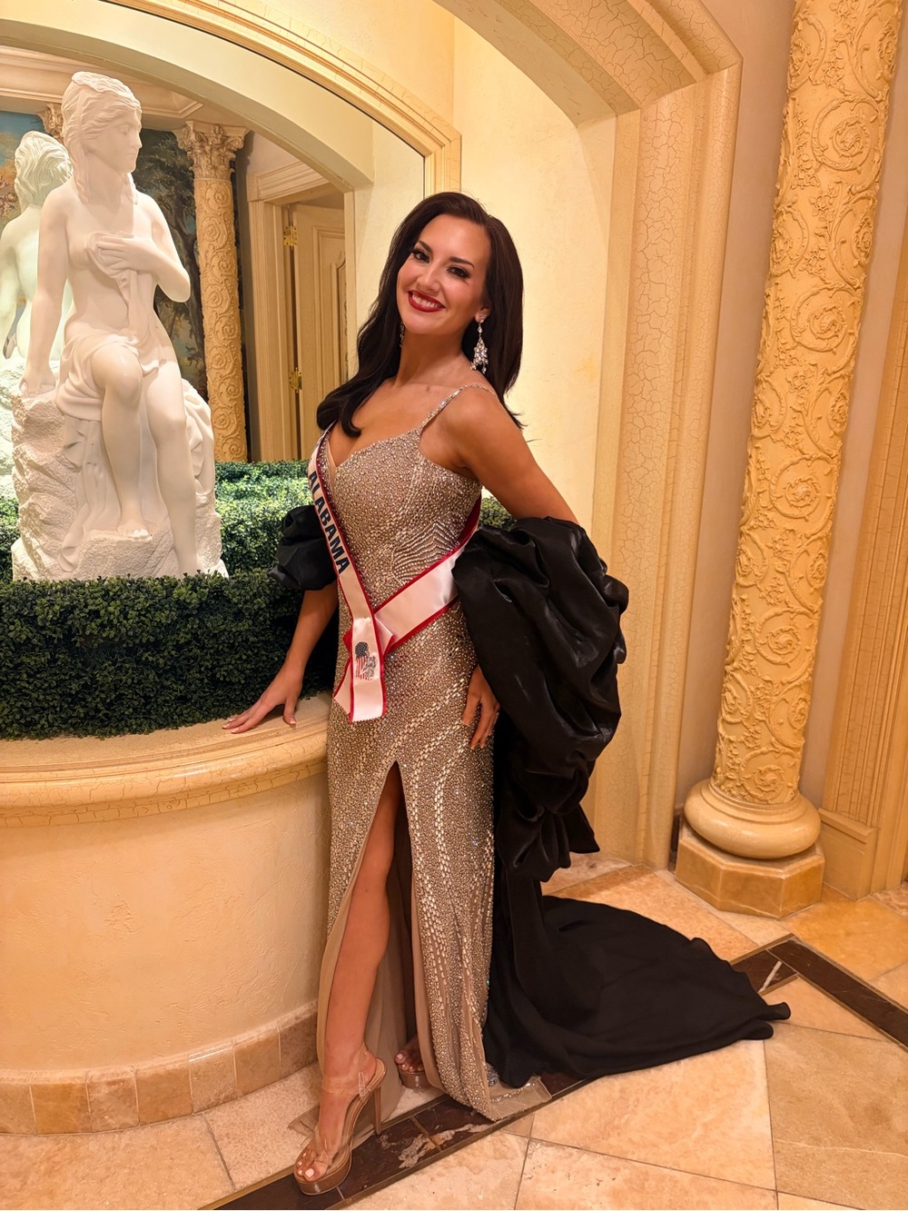 Jovani Sparkling Silver Evening Gown with Side Slit